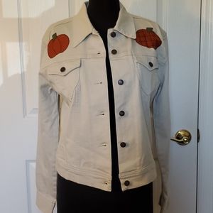 Desert Blues Khaki Decorated Jean Jacket - Sz L